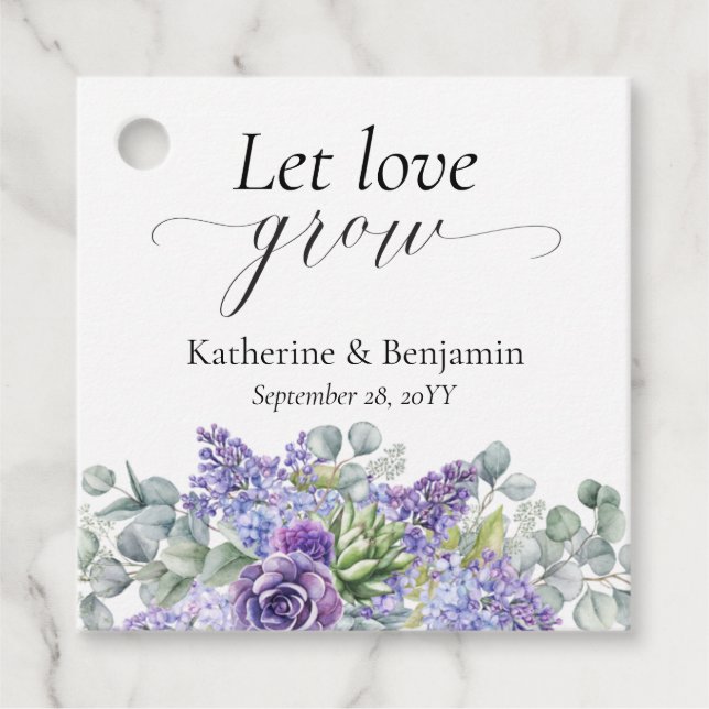 Étiquettes Cadeau Katherine Personalized Purple Succulent Mariage (Devant)