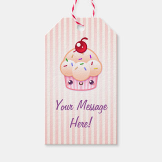 Étiquettes-cadeau Kawaii Cupcake (Texte Personnalisé)