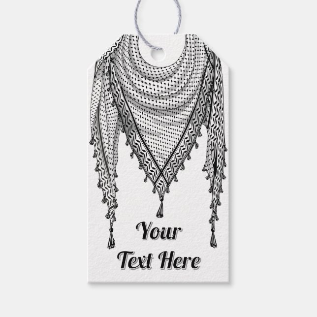 Étiquettes-cadeau Keffiyeh Écharpe palestinienne tissu traditionnel (Devant)