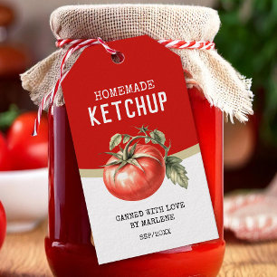Étiquettes-cadeau Ketchup de tomate fait maison avec tomate rouge