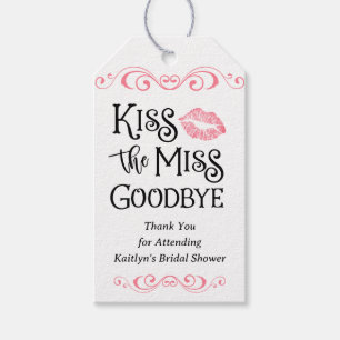 Étiquettes-cadeau Kiss The Miss Goodbye Fête des mariées