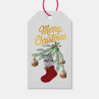 Étiquettes-cadeau Kitty in stocking 