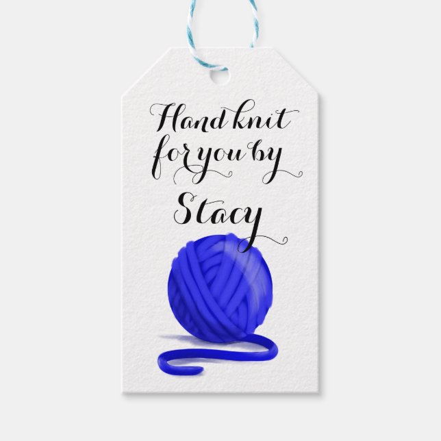 Étiquettes-cadeau Knit à main pour vous Personnalisé avec les inform (Devant)