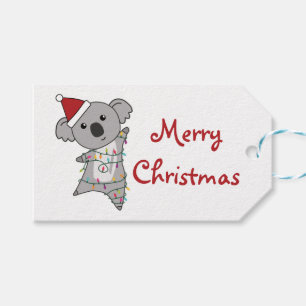 Étiquettes-cadeau Koala Christmas Fairy Lights Cute Animal Trucker H