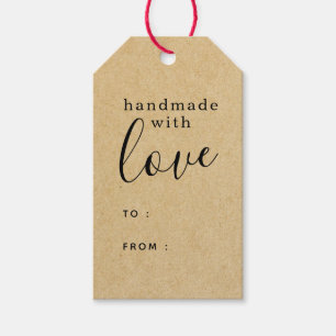 Étiquettes-cadeau Kraft Brown fait main avec amour Personnalisé