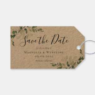 Étiquettes-cadeau Kraft Eucalyptus Aquarelle Mariage Enregistrer La 