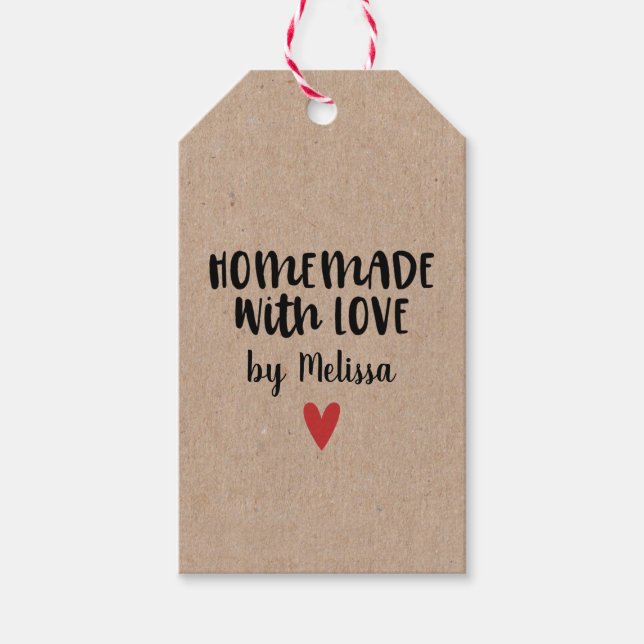 Étiquettes-cadeau Kraft Personnalisé Fait Maison Avec Amour (Devant)