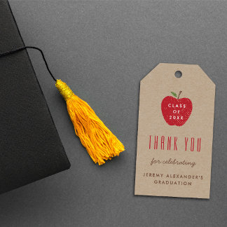 Étiquettes-cadeau Kraft Red Apple Graduation Party Favor Gift Tag
