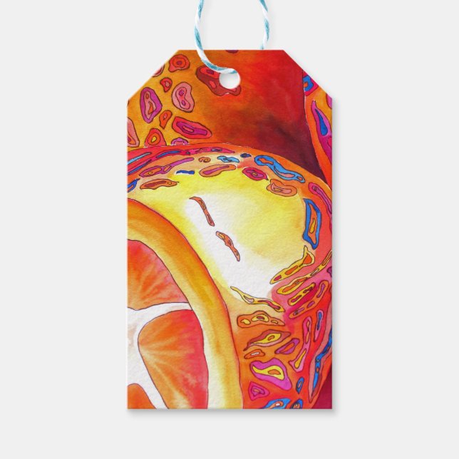 Étiquettes-cadeau Kumquats agrumes oranges aquarelles fruits art (Devant)
