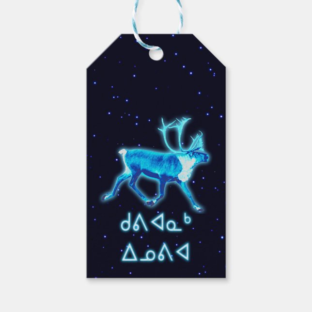 Étiquettes-cadeau Kuvianak Innovia - Caribou bleu (rennes) (Devant)