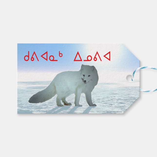 Étiquettes-cadeau Kuvianak Innovia - Renard arctique (Devant (Horizontal))