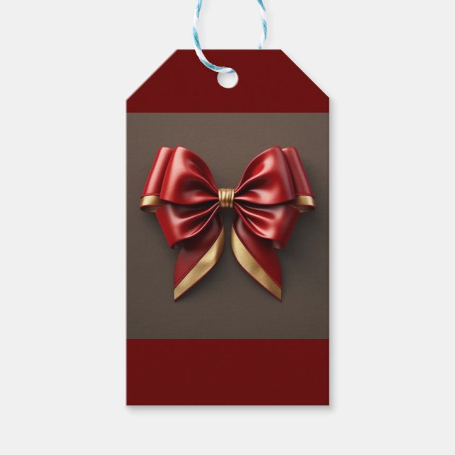 Étiquettes-cadeau La Bow rouge et or (Devant)