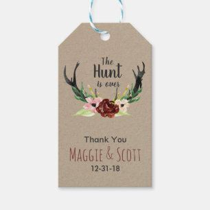 Étiquettes-cadeau La chasse est au-dessus du Mariage floral rustique