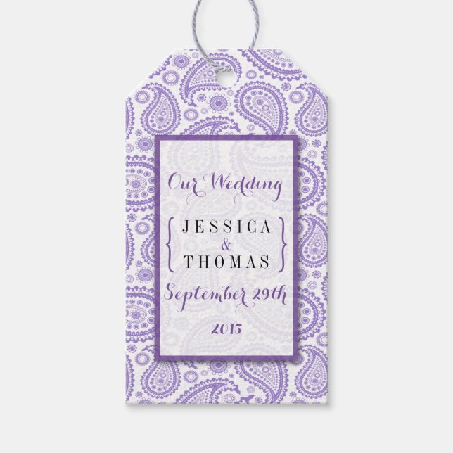 Étiquettes-cadeau La collection Mariage moderne Paisley - Purple (Devant)
