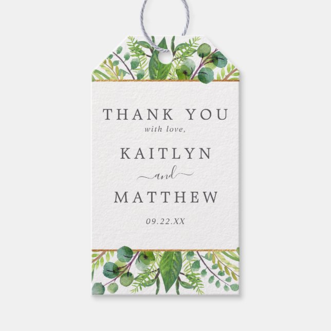Étiquettes-cadeau La Collection Mariage Verdure & Or (Devant)
