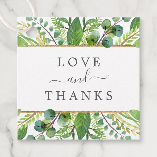 Étiquettes Cadeau La Collection Mariage Verdure & Or (Devant)