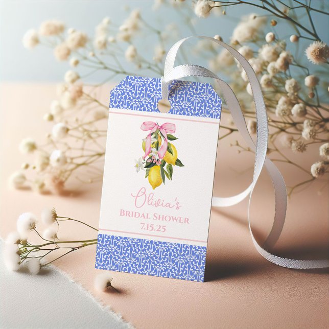 Étiquettes-cadeau La Dolce Vita Citron Rose Bow Merci (Créateur téléchargé)