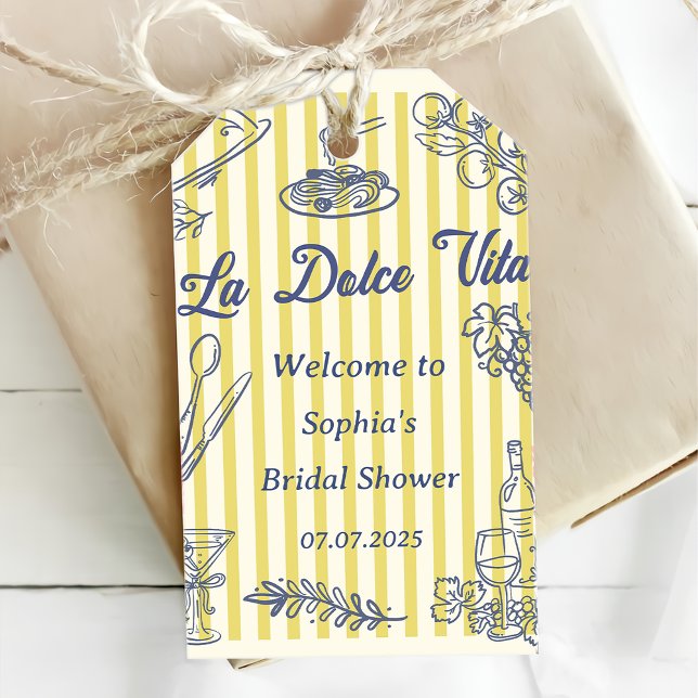 Étiquettes-cadeau La Dolce Vita Fête de Fiançailles Italienne (Créateur téléchargé)