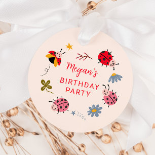Étiquettes Cadeau La fête d'anniversaire de Ladybug Floral