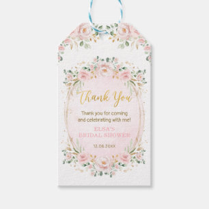 Étiquettes-cadeau La Fête des mariées florale d'or Blush féminine fa