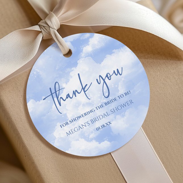 Étiquettes Cadeau La mariée est sur un nuage bleu pour un enterremen (Créateur téléchargé)