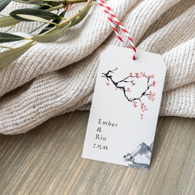 Étiquettes-cadeau La montagne Sakura | Tag cadeau Mariage Décontract (Créateur téléchargé)