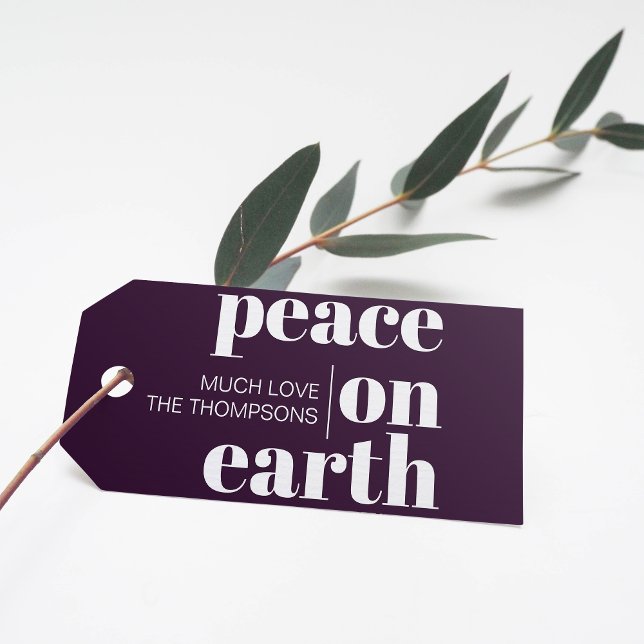 Étiquettes-cadeau La Paix Sur Terre Noël Moderne Personnalisé (Créateur téléchargé)