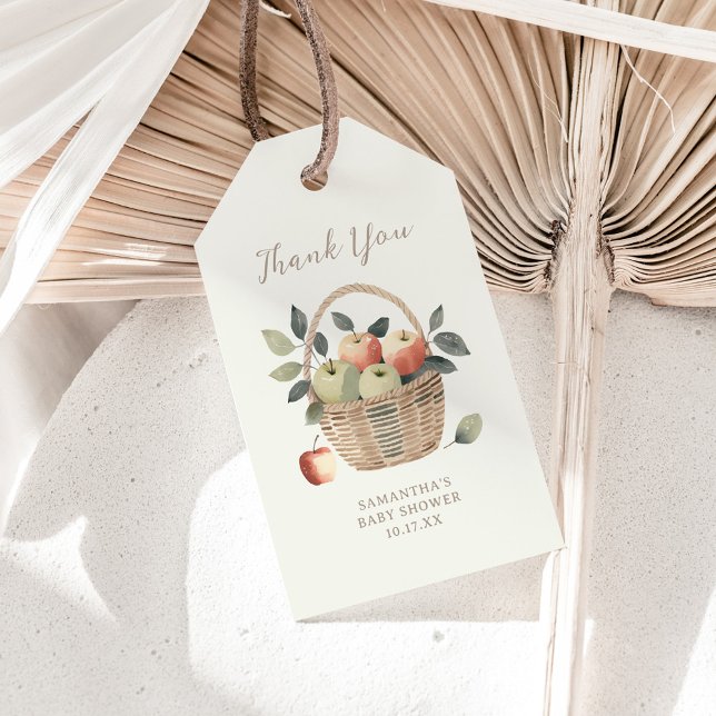 Étiquettes-cadeau La pomme de notre Baby shower oculaire (Créateur téléchargé)