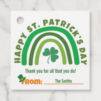 Étiquettes Cadeau La Saint-Patrick - Arc-en-ciel Bohème Vert Trèfle