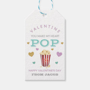 Étiquettes-cadeau La Saint-Valentin, c'est la fête du Popcorn que t