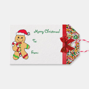 Étiquettes-cadeau La sucrerie de bonhomme en pain d'épice de Joyeux