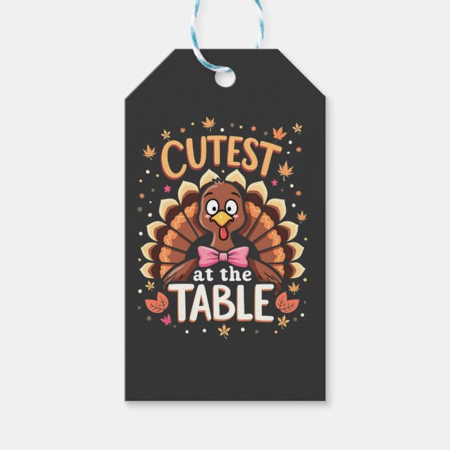 Étiquettes-cadeau La Turquie à la table drôle Thanksgiving (Devant)