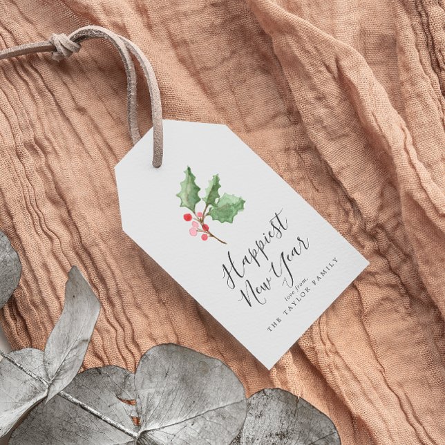 Étiquettes-cadeau La verdure de Noël Bonne année | Gris (Créateur téléchargé)
