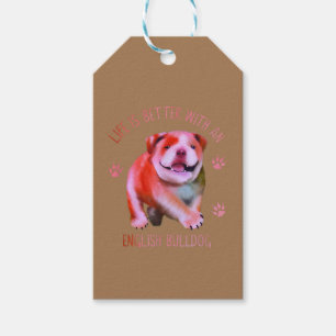 Étiquettes-cadeau La Vie Est Meilleure Avec Le Chien-Putain Anglais