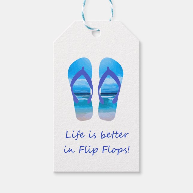 Étiquettes-cadeau La vie est meilleure dans Flip Flops Fun Beach Cit (Devant)