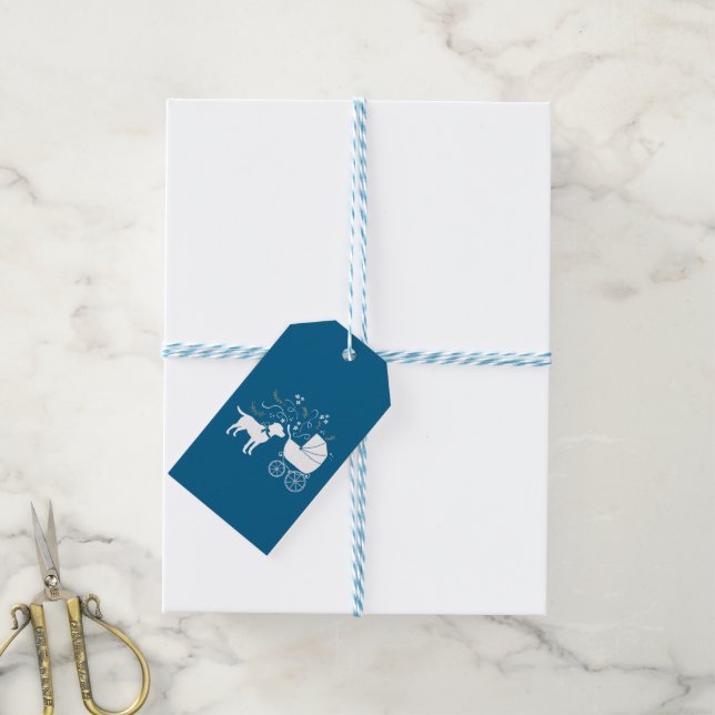 Étiquettes-cadeau Labrador Chien Baby shower Blue Boy Lab (Avec de laficelle)