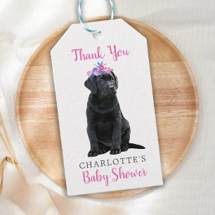 Étiquettes-cadeau Labrador Chien rose Baby shower fille