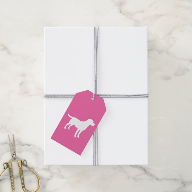 Étiquettes-cadeau Labrador Theme Chien Baby shower Pink Lab (Avec de la ficelle)