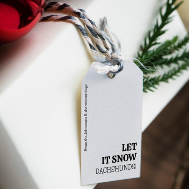 Étiquettes-cadeau Laisse-Le Pailler ! Noël personnalisé (Dachshund Christmas Gift Tag - Modern Minimalist )