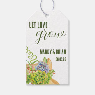 Étiquettes-cadeau Laisser L'Amour Croître, Personnalisé Succulent Fa