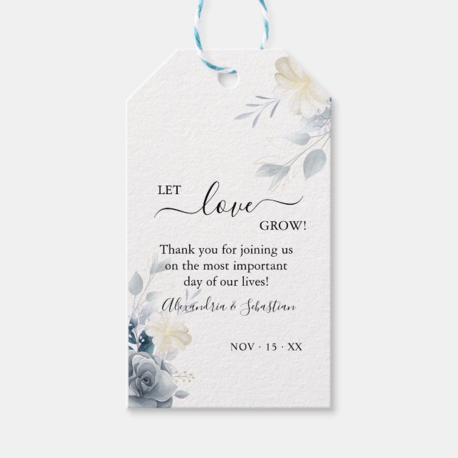 Étiquettes-cadeau Laisser l'amour grandir Aquarelle Fleurs mariage F (Devant)