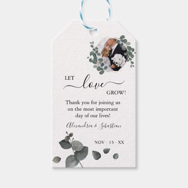 Étiquettes-cadeau Laisser l'amour grandir Eucalyptus Verdure Mariage (Devant)