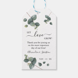 Étiquettes-cadeau Laisser l'amour grandir Eucalyptus Verdure Mariage