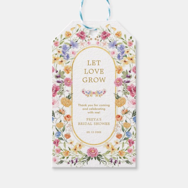 Étiquettes-cadeau Laisser l'amour grandir Fête des mariées de jardin (Devant)