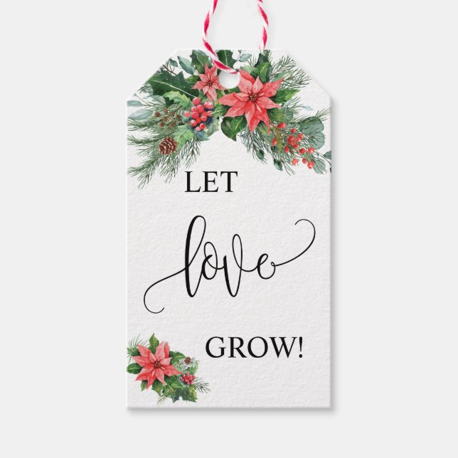 Étiquettes-cadeau Laisser l'amour grandir la douche nuptiale de Noël (Devant)