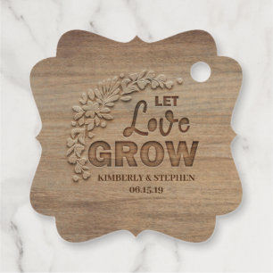 Étiquettes Cadeau Laisser l'amour grandir Mariage en bois rustique