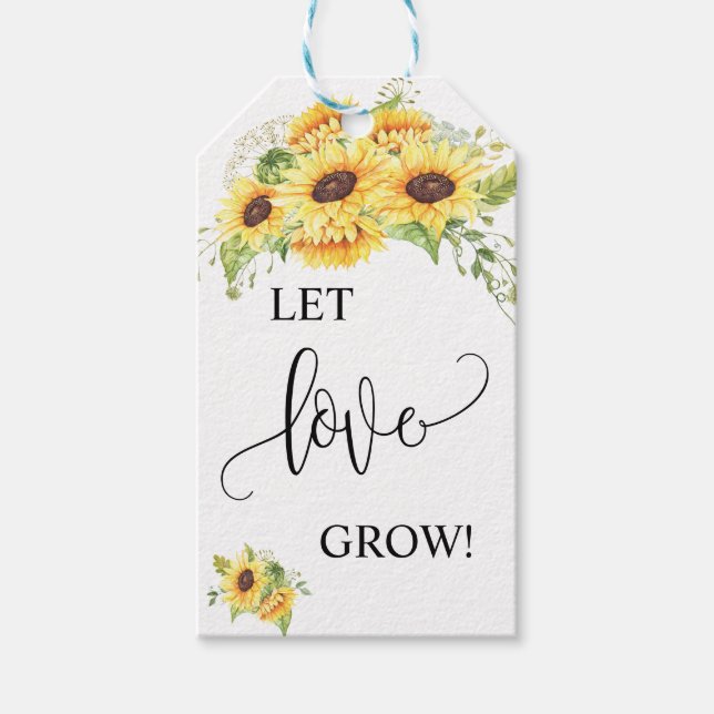 Étiquettes-cadeau Laisser l'amour grandir plante cadeau tournesols m (Devant)