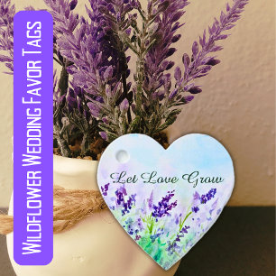 Étiquettes Cadeau Laisser l'amour grandir Purple Aquarelle Fleur sau