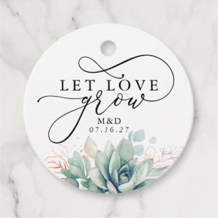 Étiquettes Cadeau Laisser l'amour grandir Rose Gold Greenery Mariage