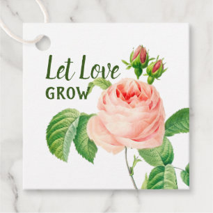 Étiquettes Cadeau Laisser l'amour grandir Roses roses rose Mariage F